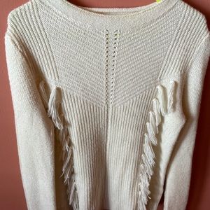 Wool Tassel Sweater in Cream